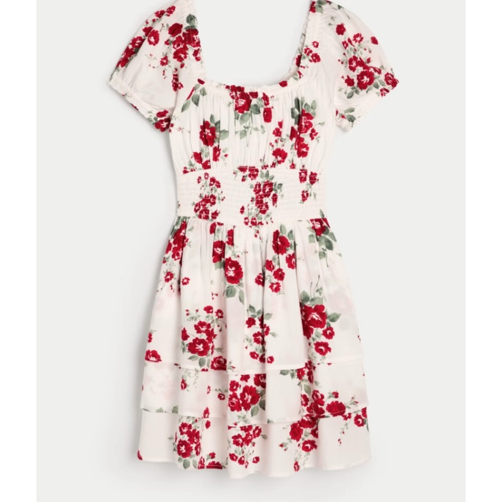 Hollister Floral Red and White Dress